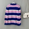 420 2024 Runway Summer Brand gleicher Sweater Langarm Purple V Hals Mode Kleidung hochwertige Frauen Lixuan