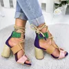 Frauen Sandalen Schnüren auf Sommerschuhe Frau Heels Sandalen speicherte Fischmund Gladiator Sandalen Frau Pumpen Hanfseile High Heels 240423