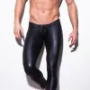 Pantalon chaud! Marque des sous-vêtements gays pour hommes, pantalon en cuir d'attrait pour hommes montrent les leggings de forme pantalon masculin de pantalon serré en cuir imitation