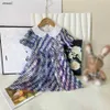 Luksusowa spódnica dla niemowląt kolorowy wzór drukowania sukienki księżniczki Rozmiar 90-140 cm Designer Designer Ubrania letnie dziewczyny