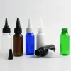 Flaskor 50 x 30 ml resor tom påfyllningsbar husdjurflaska med pip spets cap 1oz plast kosmetisk behållare blå klar bärnsten vit grön