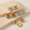 Kolczyki obręcze Ins Sprzedawanie 18 -karatowego złotego stali nierdzewnej biżuteria Full Kamienna CZ kolczyki dla kobiet wodoodpornych za darmo