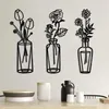 Estatuetas decorativas pendentes de parede de flor metal pendente floral escultura de animais vaso minimalista art art de ferro forjado preto para morar em casa