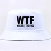 Berets WTF Where The Food Print Bucket Hat Hunting Fishing Outdoor Unisex Fisherman