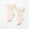 Rajstopy Socks Girl Infantil Infantil Kid Knee High Lace Socks Toddler Babygirl Anti Slip Cotton Winter Enfant Długie skarpetki