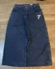 Kvinnors jeans jnco baggy jeans hip hop rock broderi mönster män kvinnor 2023 ny mode streetwear retro harajuku hög midja bred ben jeans 240423