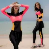 Kostymer 4sets långärmad dykning kostym kvinnor baddräkt tryck boyshort utslag vakt strand simning baddräkt uv sport bodysuit