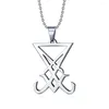 Colliers pendants Sageur en acier inoxydable du collier Lucifer Dainty Occult Devil Satan Satan Satanic avec chaîne de balles de 24 pouces