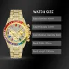 Relógios 2022 Brand Missfox Gold Hip Hop Observa homens Moda Rainbow Diamond à prova d'água Relógios de esportes de aço completos Male