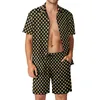 Men's Tracksuits Gold Dot Art Men Sets OM Symbol Casual Shorts Beachwear Shirt Set Summer Funny Custom Suit Short Sleeve Big Size Clothing