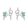 Orecchini Ocean Heart Blue 925 Sterling Silver Oreranting Glip Zircone per donne Orecchini a forma di fiocchi di neve di lusso