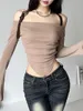 Women's T Shirts Sexy Pure Want To Wear Halter Swing Collar Asymmetrical Niche Design Top Slim Looking Off-Shoulder T-shirt For Women