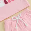 Sets Sommer neue Mädchen Jungen Kleidung Set Mode Kurzarmbuchstaben drucken T -Shirt mit Shorts 2 Piece Kids Outfits für Kleinkind