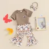 Clothing Sets Mamas Girl Baby Clothes Born Summer Outfits Short Sleeve Romper Cattle Print Flared Pants Western Set