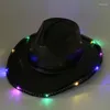 Berets Neon Cowgirl Hat Farkly Cowboy Glühen Fedora für Musikfestivals