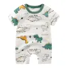 Eén-stuks nieuwe zomer babykleding pasgeboren jongens meisjes meisjes shortsleeved cartoon print sectie open bestanden klimmende kleding baby jumpsuit romper