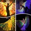 Andra evenemangsfestartiklar LED Belly Dance Isis Wings RGBIC App Control Color Change Glow Angel Performance Costume With Telescopic Stick Halloween Lightup T240422