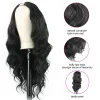 Perruques V Partie Perruque Body Wave Wigs synthétiques pour femmes 24 pouces Black Hair V Pied Wigs Clip de tête complète sans glue sans perruque sans laisser de côté