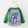 Accessories Cute Cartoon Baby Bibs Waterproof Infant Eating Bib with Pocket Children Drawing Long Sleeve Apron Kids Burp Cloth Baby Stuff