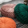 Pillow 38cm Home Sofa Bed Pumpkin Pleated Round Solid Velvet Fabric Back Floor