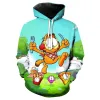 Polos Garfield Anime Children's Pullover Hoodie Garfield Hooded Bluza Spring i jesienna koszulka uliczna Butique Odzież dla dorosłych