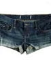 Short féminin Sexy denim Summer pour les femmes avec une taille ultra-bas et un nombril élastique nombril