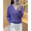 Women's Polos 2024 Summer Office Lady Loose Casual Elegant Fashion Shirt High Waist Solid Color Print V Neck Long Sleeve Chic Tops