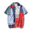 Herren lässige Hemden Sommer Vintage Hawaii Kurzarm Shirt Herren Patchwork Beach Mann übergroße Männer Kleidung Camisa Hawaiana Hombre
