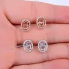 925 Sterling Silver Women Earrings 6x8mm 7x9mm Cabochon Semi Mount أقراط تناسب العنبر لابيس لازولي