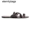 Row Pure Original The Row Summer Cross Plat The Leather Slippers Fashion Casual Sandal Slippers пляжные туфли женская обувь