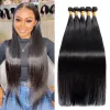 Perucas tecelões de cabelo brasileiros pacote reto de 30 polegadas 100% de cabelo humano bruto Remy Hair Extensions 3 4 Bundles Maxine Hair