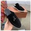 Lyxdesigner män kvinnor tofflor skor lp män kvinnor loafers platt låg topp mocka ko läder oxfords casual skor moccasins loafer slip sandaler tofflor skor 35-45