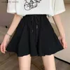 Damskie szorty Mexzt 5xl Summer Women Elastic High Talle swobodne szerokość G Koreańska linijka luźna mini spódnica czarna H240424