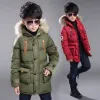 Swimwear Big Size Winter Teenager Boys Jacket Midlength Plus Veet Thickening Keep Warm Down Cotton Hooded Outerwear for 414 Years Old