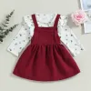 Sets mababy 018m pasgeboren baby babymeisjes kleren sets bloemenprint lange mouw Romper Suspender rok Algehele outfits herfst lente