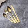 Gold Cutlery Set Spoon Fork Knife Spoons Frosted Stainless Steel Food Western Tableware tool