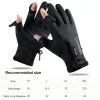 アクセサリー防水冬釣り手袋2フィンガーフリップ風力防止女性男性手袋ベルベット温かい保護魚の釣り手袋