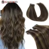 Nastro di trama dritta nelle estensioni dei capelli vere capelli umani ombre haughlight color pelle di nastro adesivo in trama estensione per donne 2g/pc