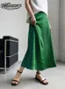 Kjolar för kvinnor koreanska modekläder siden satin solid highwaist kjol allmatch lös eleganta kvinnor 240420