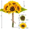 Fleurs décoratives tournesols artificiels avec des tiges de tournesol de soie réaliste pour la fête de bouquet de fête de mariage