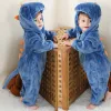 Baby Kigurumis pijama criança cartoon de inverno de inverno meninos meninos garotas de pelúcia de flanela infantil as crianças urso canguru girafa figurina pano