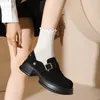 Sapatos casuais Couro de sola espessa feminina preguiçosa lento de sola de sola japonesa outono de outono inverno retro versátil pequeno