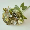 Decoratieve bloemen Silk kunstmatige pioenroos Rose Hydrangea Wedding Huis Decoratie Paarse hoogwaardige DIY Big Bouquet Fake Flower