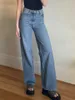 Nouvelle mode pantalon en denim à jambe droite à la mode lâche jean haute taille lâche pour femmes