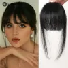 Bangs 100% Human Hair Bangs Natural Black Brown French Bang Hair Clip in Bang Fringe With Temples Hairpiece For Women Clip on Air Bang