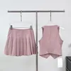 Vestidos de trabalho 2024 Summer Girls Sweet French Small Small Sort Skirt Stands Corean Moda elegante de duas peças para mulheres