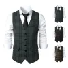 Gilets plaid gilet de gilet pour hommes avec ventre de couverture de poche