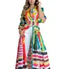 Jesienna damska odzież Kolor drukowana koronkowa sukienka z długą koszulą luźna kardigan 1445
