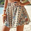 Womens Summer Print Shorts Lose High midja Elastic Casual Cute Bohemian Beach Short Baggy Soft Bekväma Shorts Women 240420