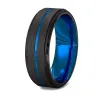 Groupes fdlk mode masculin 8 mm noir brossé bord bordure en acier inoxydable anneau bleu rain